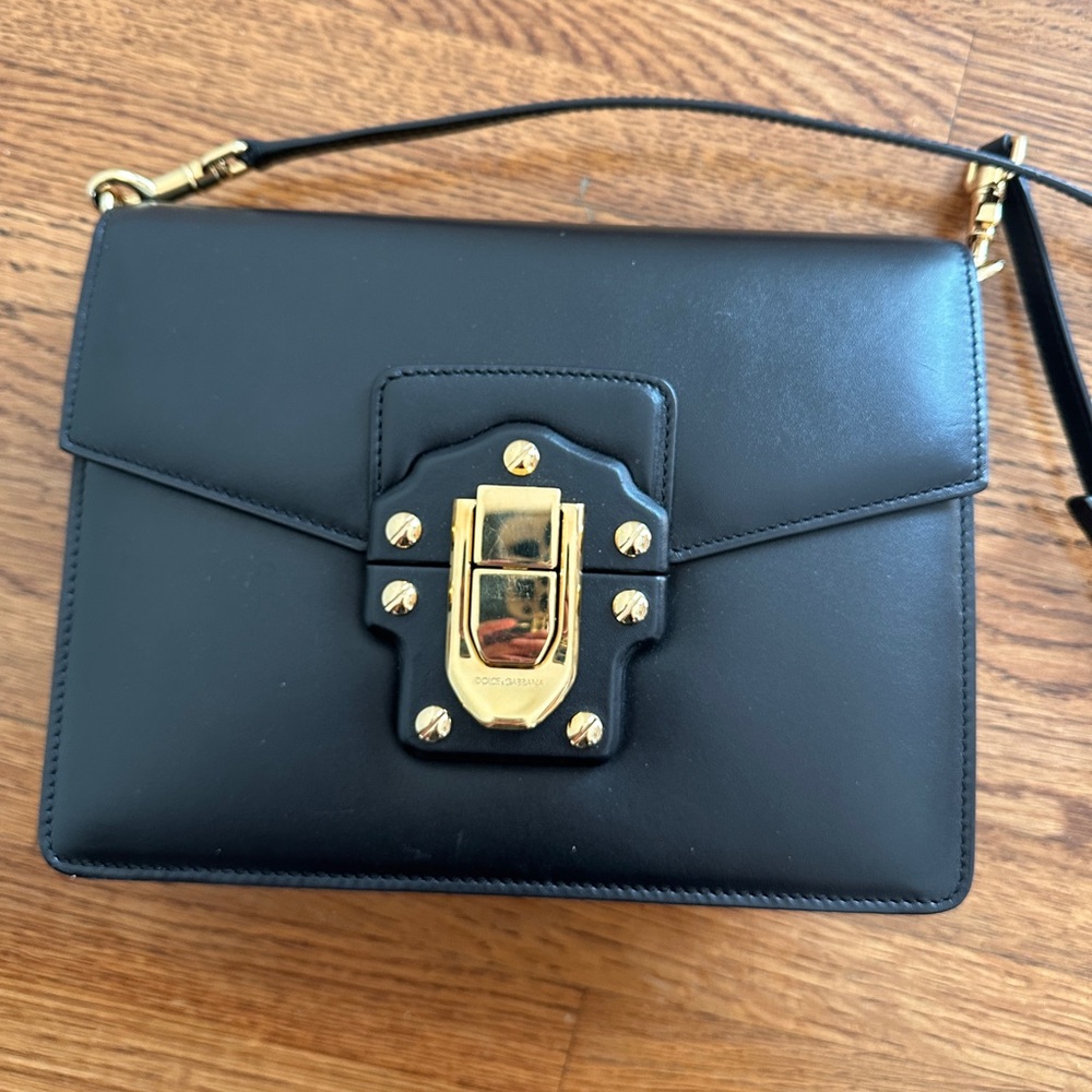 DOLCE & GABBANA Calfskin Lucia Shoulder Bag Black